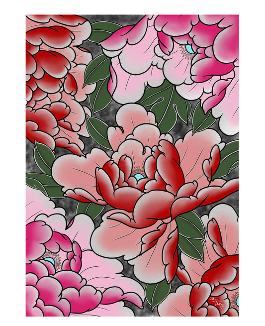 Red and Pink Peonies