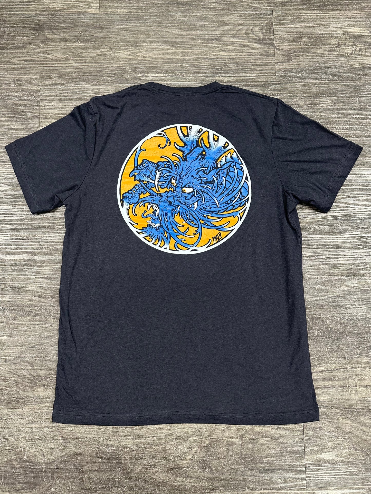 Blue and Orange Dragon Unisex Deadly T-shirt