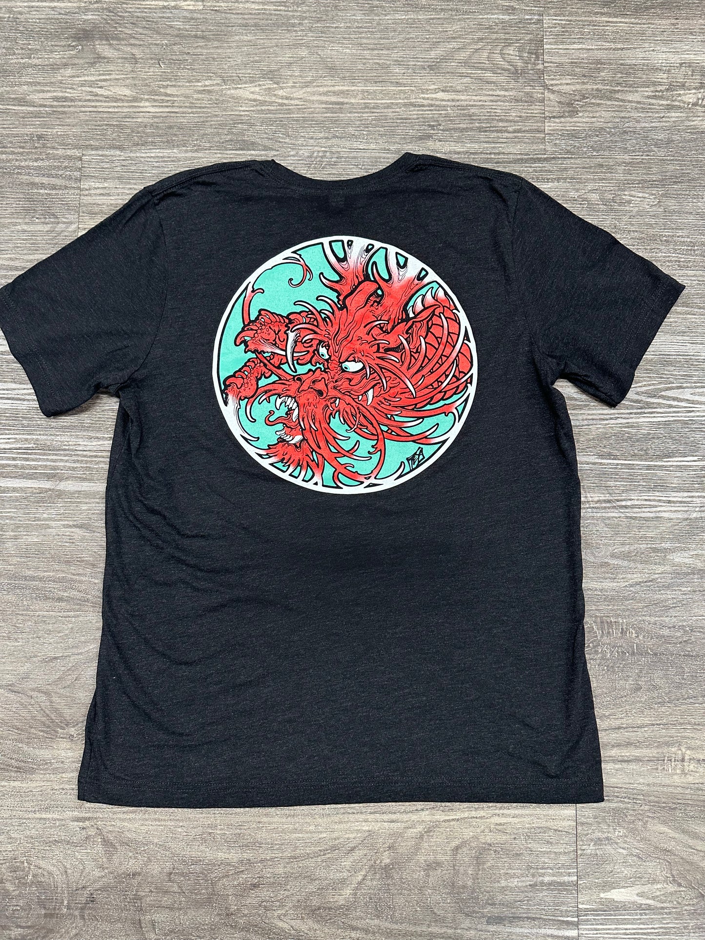 Teal and Red Dragon Unisex Deadly T-shirt