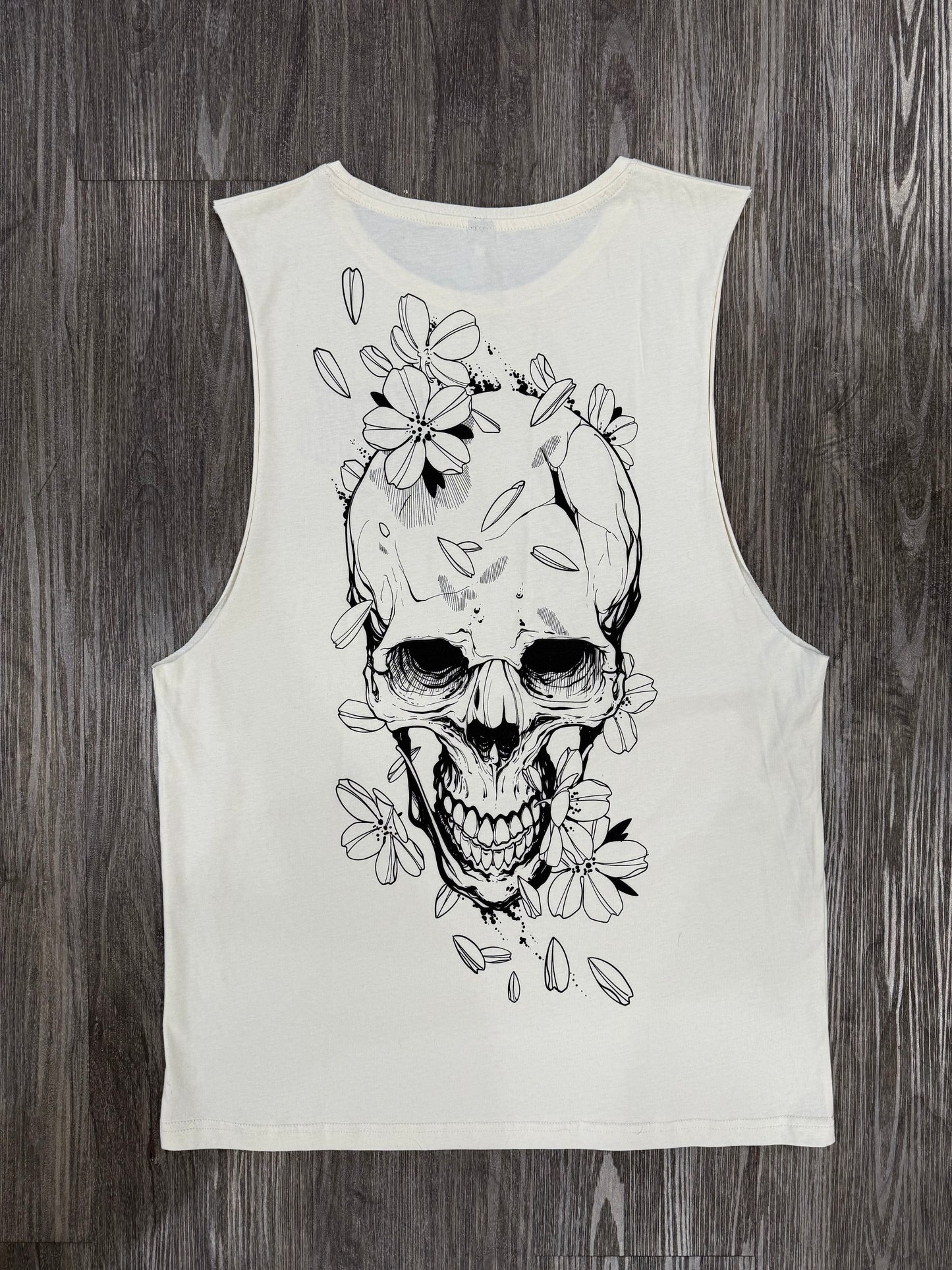 Skull and Cherry Blossoms Unisex Deadly Tank top