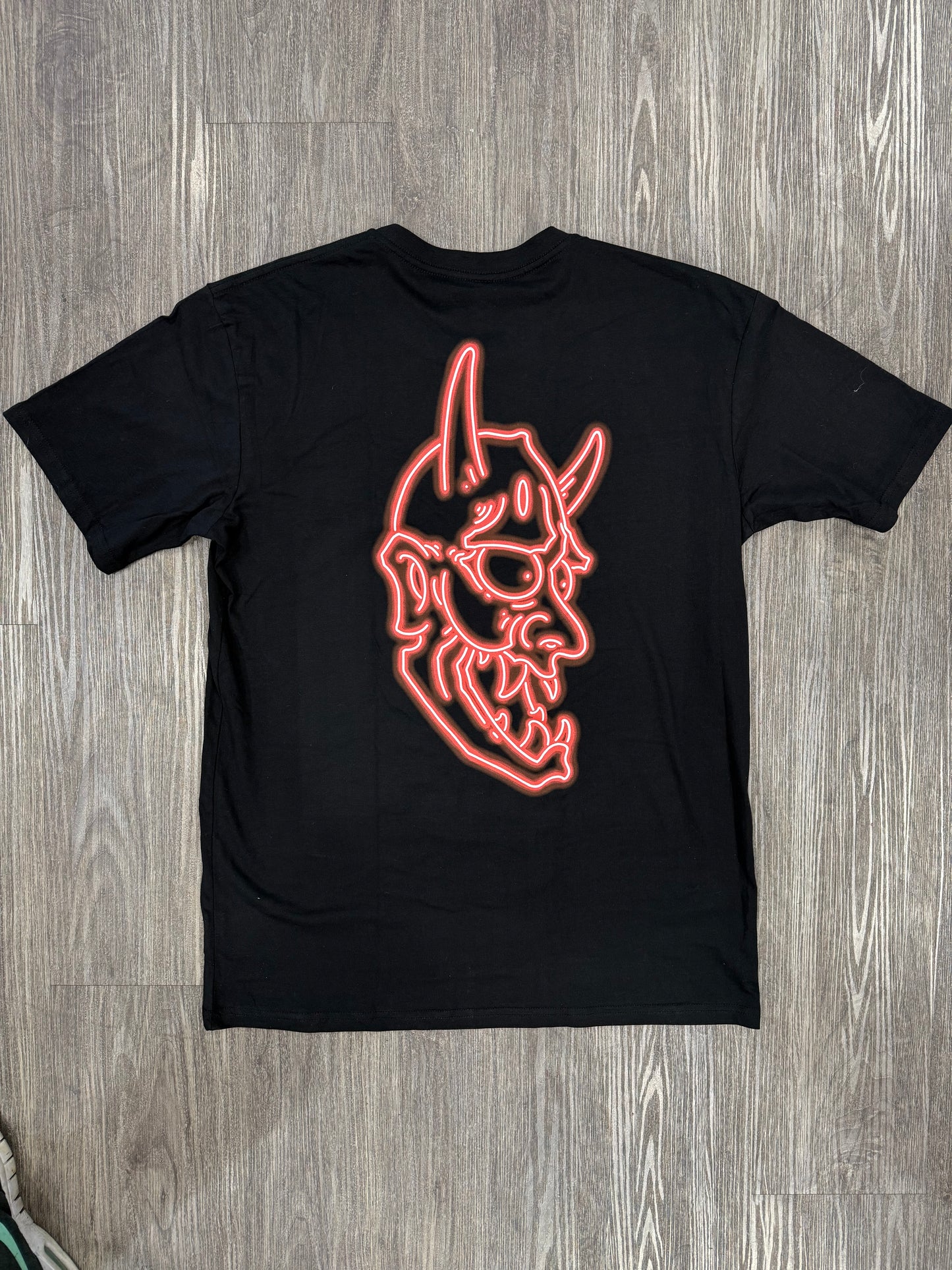 Red Neon Hannya Design Unisex Deadly T-shirt
