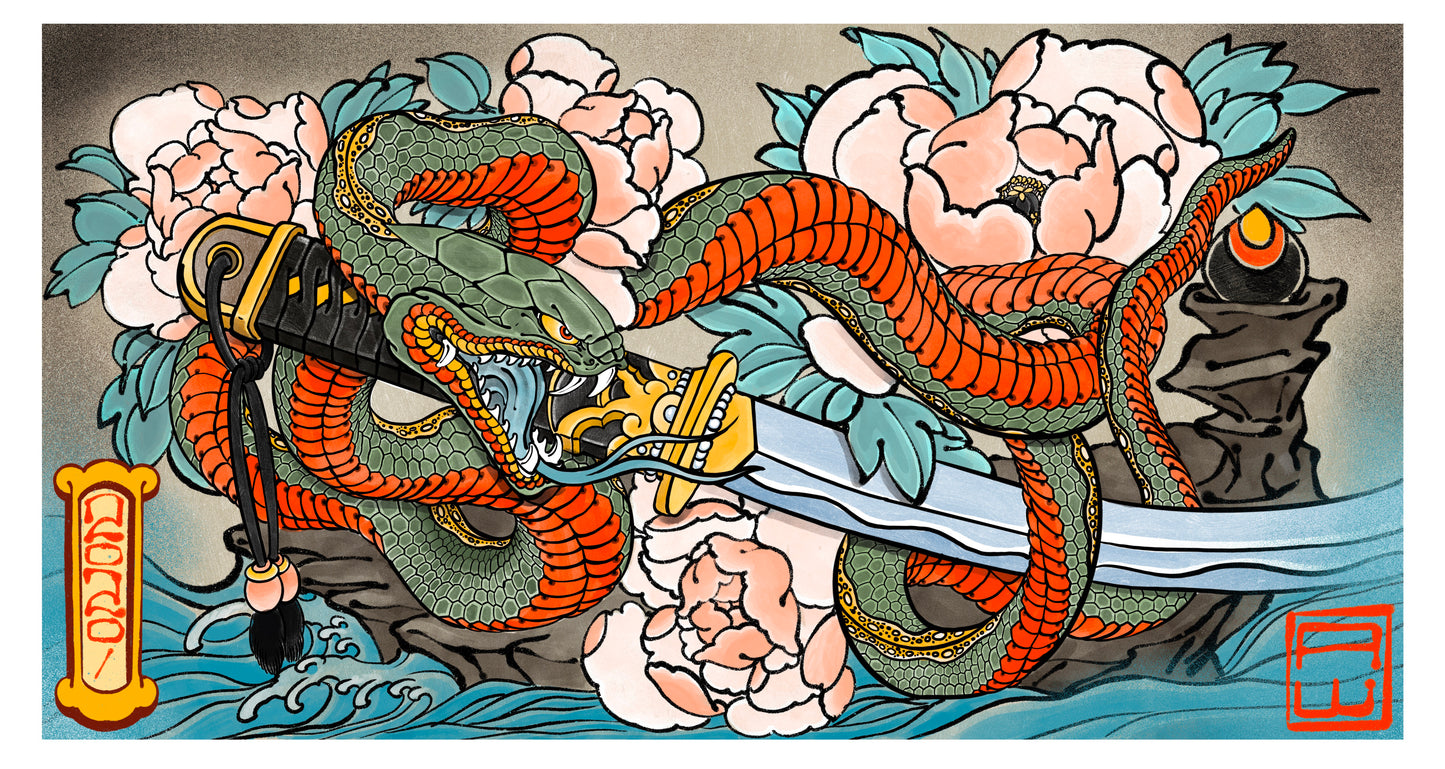 Snake and Peony